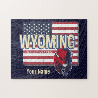Quebra-cabeça Wyoming Estados Unidos - Retro State Map Vintage E