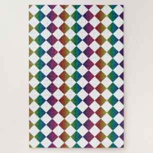 Quebra-cabeça Xadrez Arlequim Diamante Multicolorido Colorido