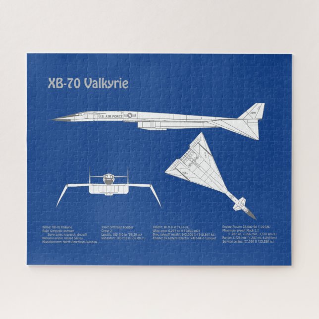 Quebra-cabeça XB-70 Valkyrie - Planos de avião Blueprint ABD (Horizontal)