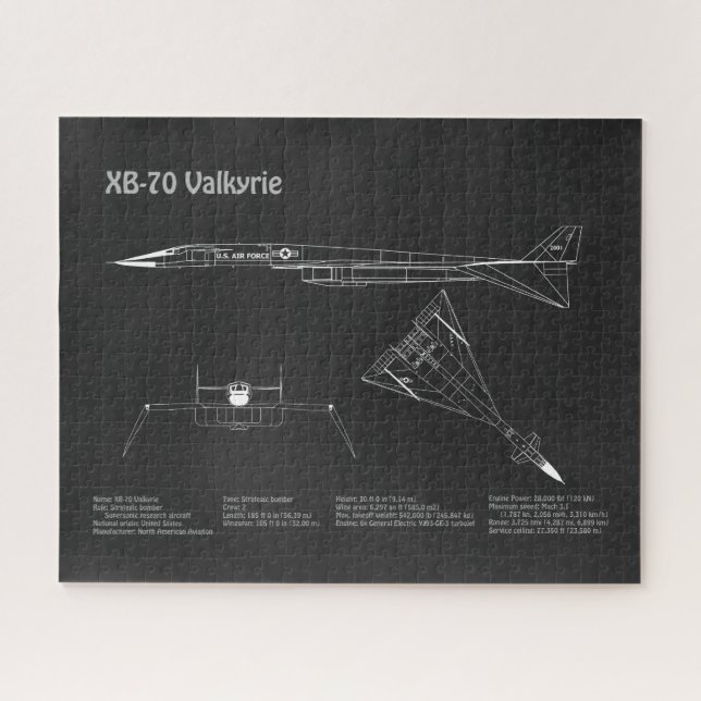 Quebra-cabeça XB-70 Valkyrie - Planos de avião Blueprint PD (Horizontal)