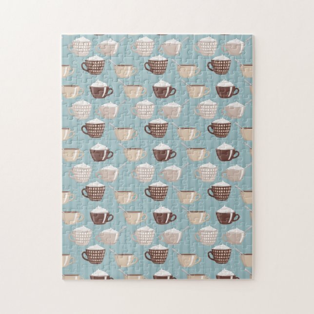 Quebra-cabeça Xícaras de Café Creme Azul Linhas Verticais Cafeín (Vertical)