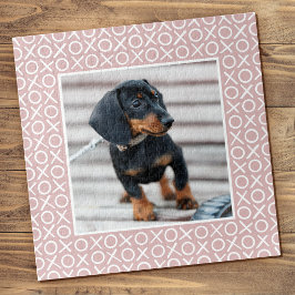 Quebra-cabeça XOXO Pincelada Personalizada Foto de Cachorro Rosa