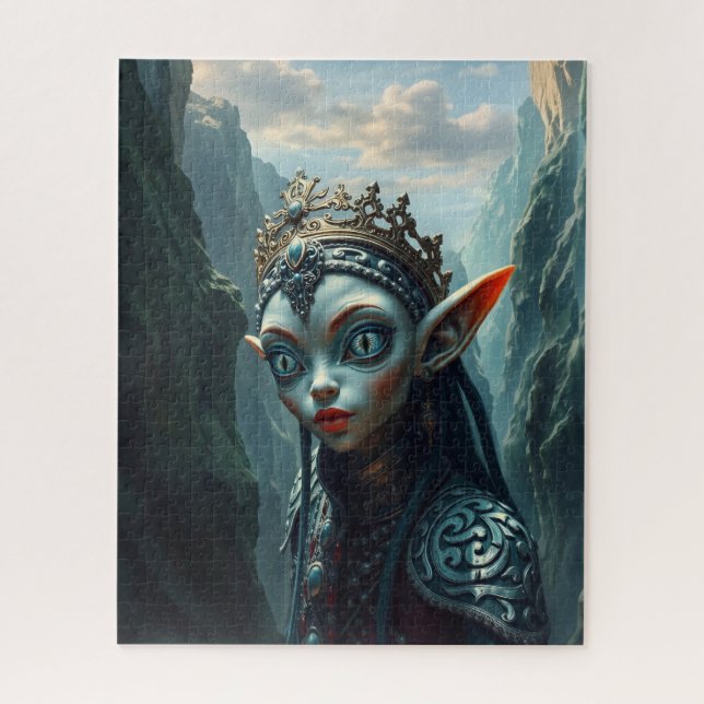 Quebra-cabeça Xylariel Soberana Azur Fantasia Sombria Elfa (Vertical)