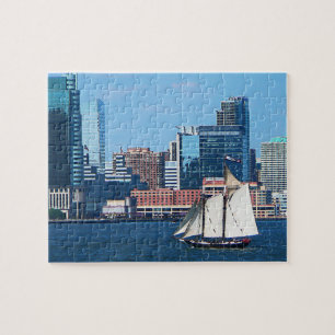 Quebra-cabeça Yacht Contra Manhattan Skyline