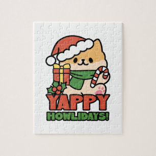 Quebra-cabeça Yappy Howlidays - Bela Cartoon de Cão de Natal