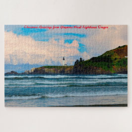 Quebra-cabeça Yaquina Lighthouse Oregon. Cartões de natal