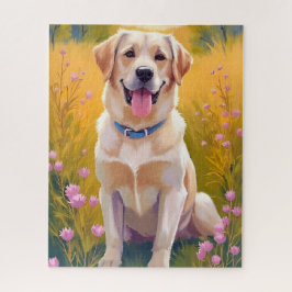 Quebra-cabeça Yellow Lab Painting Labrador Retriever Dog 