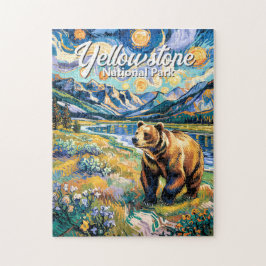 Quebra-cabeça Yellowstone Colorful Landscape Vintage Animal Bear