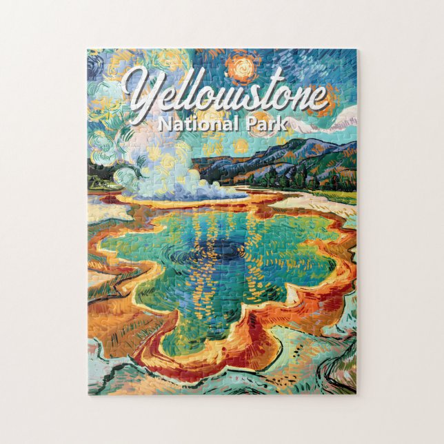 Quebra-cabeça Yellowstone Grand Prismatic Van Gogh Colorido (Vertical)