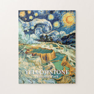 Quebra-cabeça Yellowstone Mammoth Hot Springs Van Gogh Vibrante