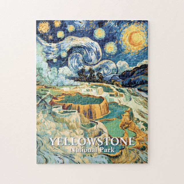 Quebra-cabeça Yellowstone Mammoth Hot Springs Van Gogh Vibrante (Vertical)