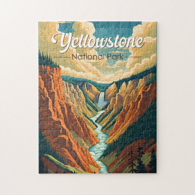 Quebra-cabeça Yellowstone National Park Grand Canyon Retro Art (Vertical)