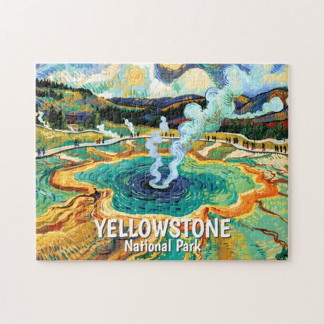Quebra-cabeça Yellowstone National Park Hot Spring Van Gogh Art (Horizontal)