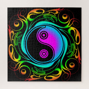 Quebra-cabeça Yin Yang Psychedelic Rainbow Tattoo