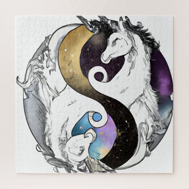 Quebra-cabeça Yin Yang Unicorns (Vertical)