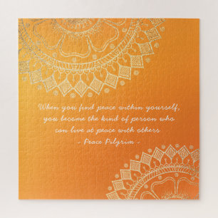 Quebra-cabeça Yoga Meditação Professor Laranja Dourado Mandala C