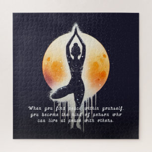 Quebra-cabeça Yoga Meditation Instrutor Tree Pose Full Moon
