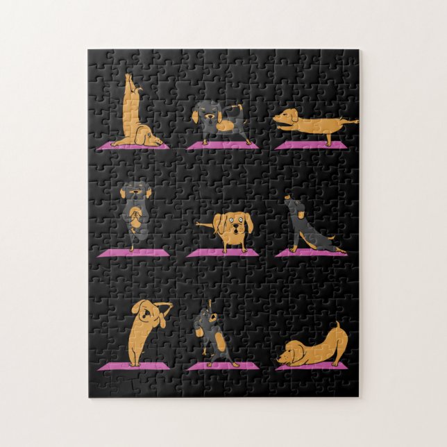 Quebra-cabeça Yoga Wiener Dog Dachshund Funny Jig Saw Quebra-cab (Vertical)