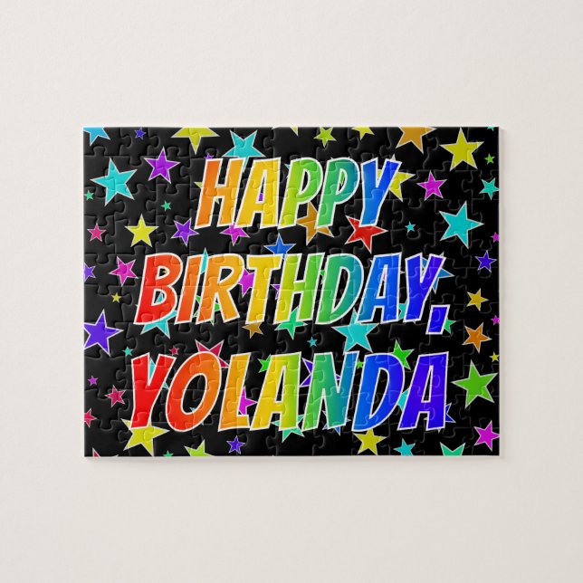 Quebra-cabeça "YOLANDA" Primeiro Nome, Diversão "FELIZ ANIVERSÁR (Horizontal)