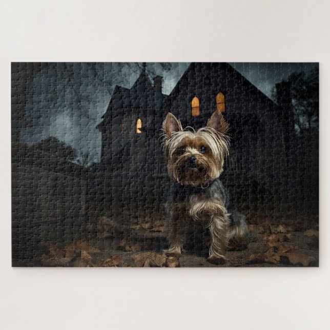 Quebra-cabeça Yorkshire Terrier Halloween Assustador (Horizontal)
