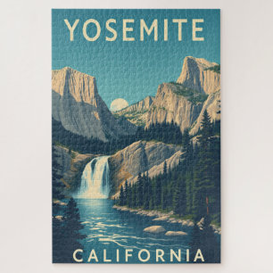 Quebra-cabeça Yosemite Waterfall California Vintage Retro