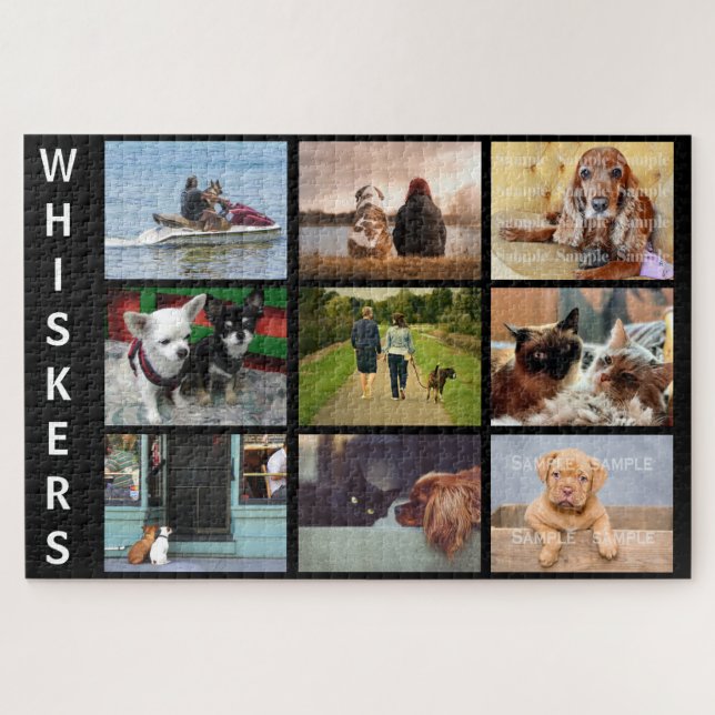 Quebra-cabeça YOUR pet photo memorial collage keepsake with name (Horizontal)