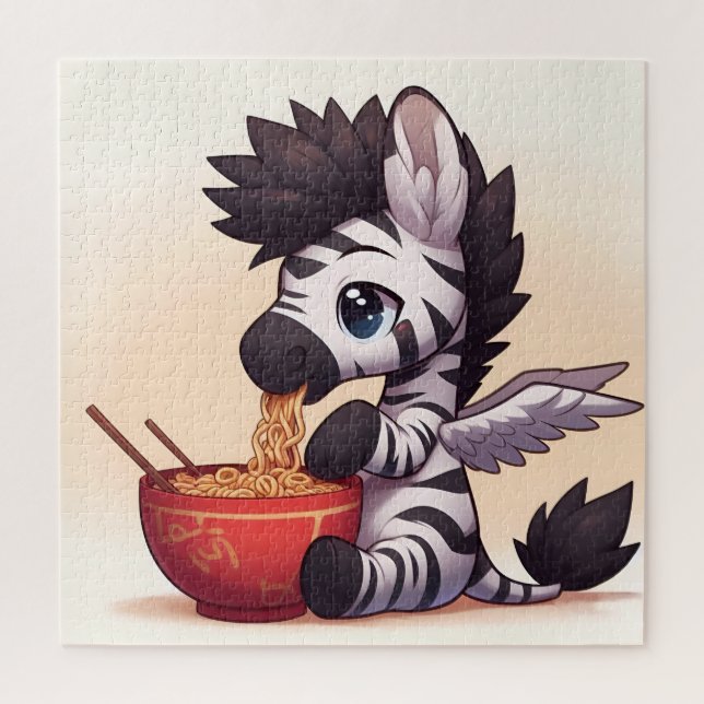 Quebra-cabeça Zebra Angel Eating Ramen Adorável (Vertical)