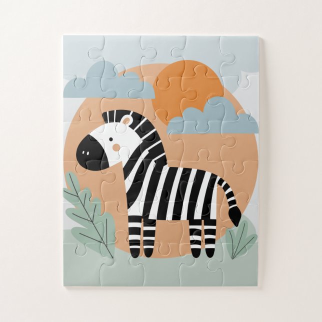 Quebra-cabeça Zebra Caprichosa com Influência Escandinava (Vertical)