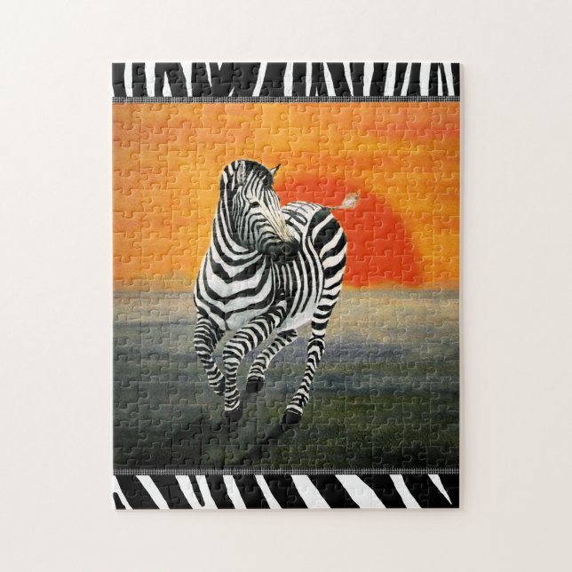 Quebra-cabeça Zebra Galloping no Sunset (Vertical)