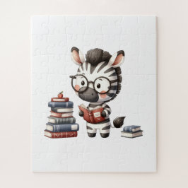 Quebra-cabeça Zebra Lendo Livros.