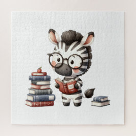 Quebra-cabeça Zebra Lendo Livros.