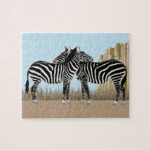 Quebra-cabeça Zebras crescendo em Serengeti Jigsera Quebra-cabeç