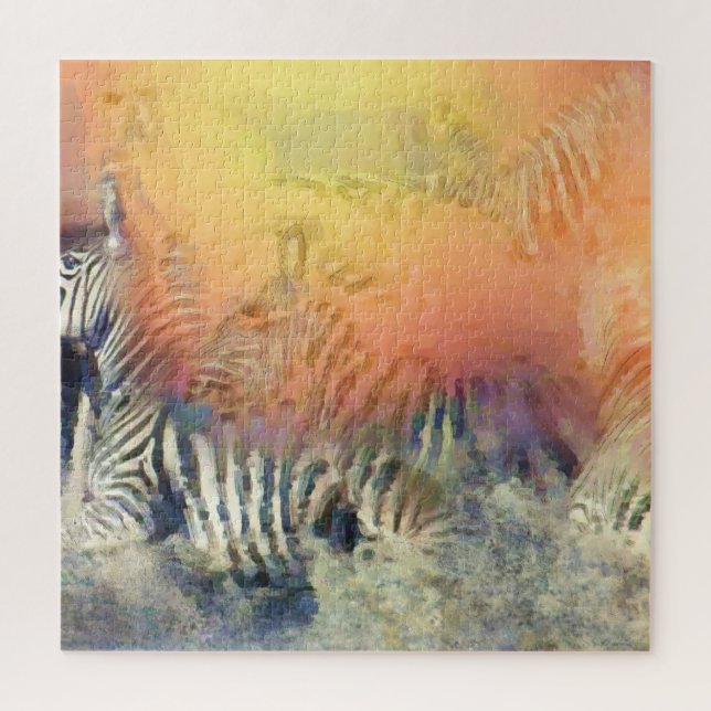 Quebra-cabeça Zebras dirigindo arte pastel contemporânea animal (Vertical)