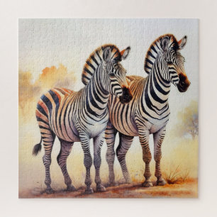 Quebra-cabeça Zebras no Safari Serene African Willife Art