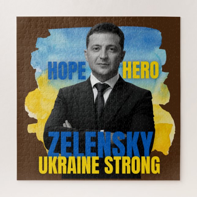 Quebra-cabeça Zelensky Hope Hero Ucrânia Forte (Vertical)