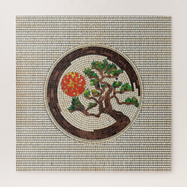 Quebra-cabeça Zen Enso Circle e Bonsai Tree Mosaico (Vertical)