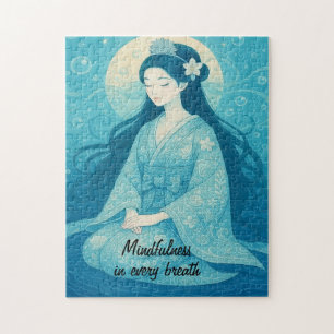 Quebra-cabeça Zen Meditation art Mindtness Yoga Blue Custom