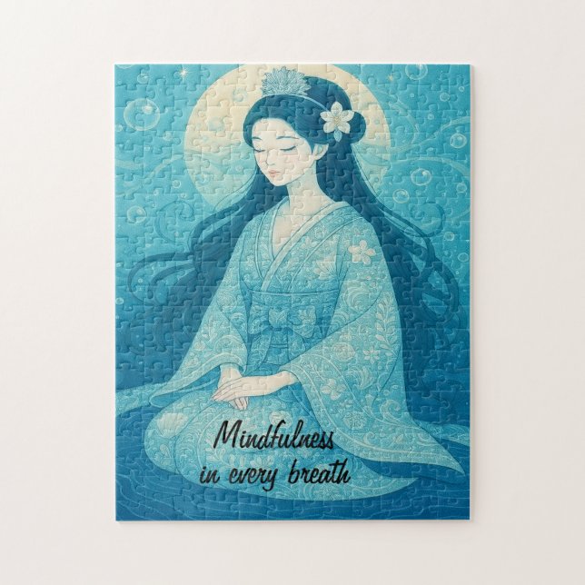 Quebra-cabeça Zen Meditation art Mindtness Yoga Blue Custom (Vertical)