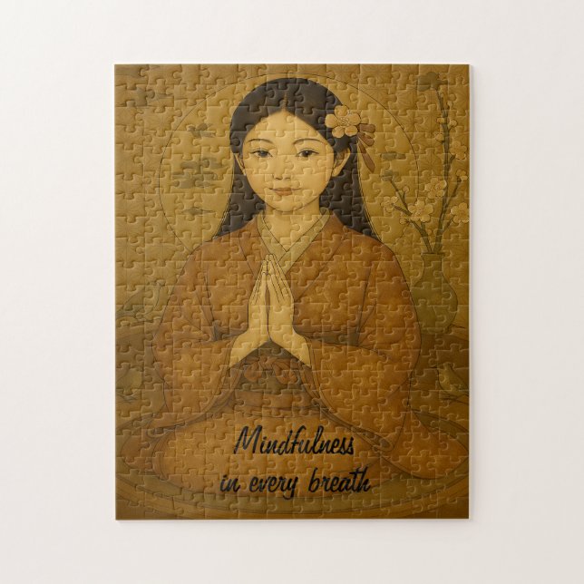 Quebra-cabeça Zen Meditation art Mindtness Yoga Brown Custom (Vertical)