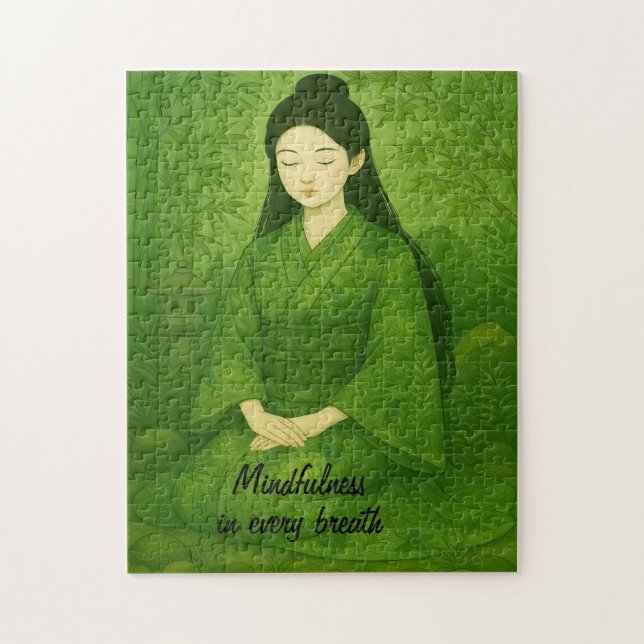 Quebra-cabeça Zen Meditation art Mindtness Yoga Green Custom (Vertical)