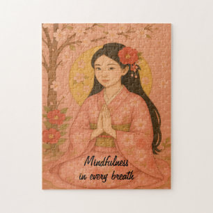 Quebra-cabeça Zen Meditation art Mindtness Yoga Pink Personaliza