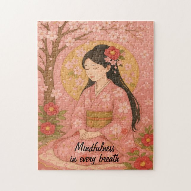 Quebra-cabeça Zen Meditation art Mindtness Yoga Pink Personaliza (Vertical)