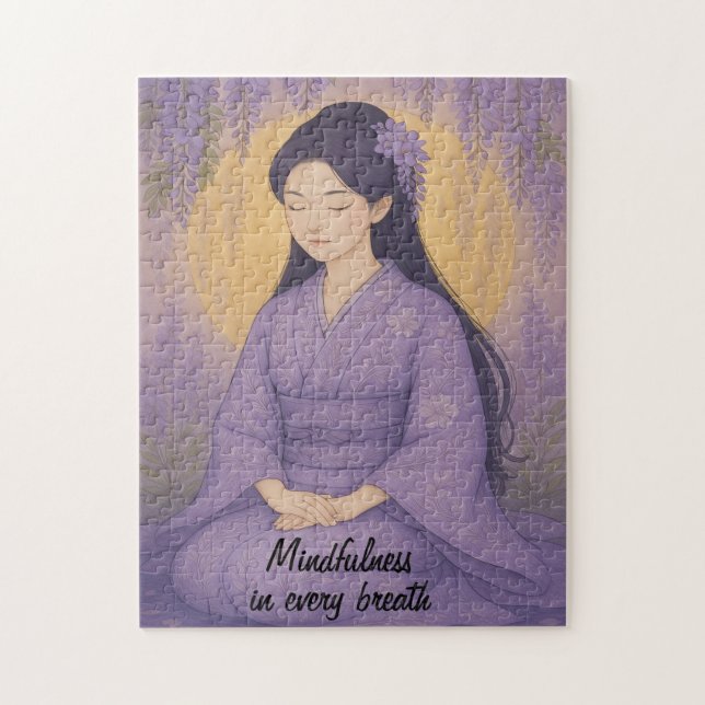 Quebra-cabeça Zen Meditation art Mindtness Yoga Purple Custom (Vertical)