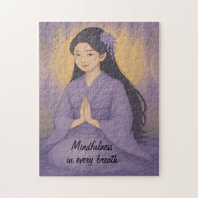 Quebra-cabeça Zen Meditation art Mindtness Yoga Purple Custom (Vertical)