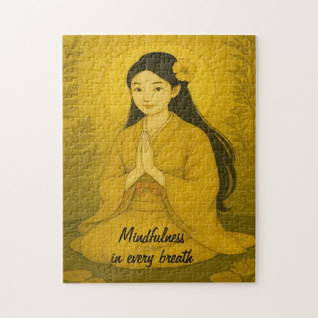 Quebra-cabeça Zen Meditation art Mindtness Yoga Yellow Custom (Vertical)