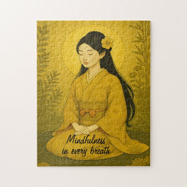 Quebra-cabeça Zen Meditation art Mindtness Yoga Yellow Custom (Vertical)