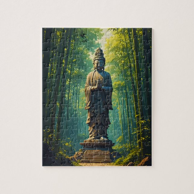 Quebra-cabeça Zen no Bosque de Bambu (Vertical)