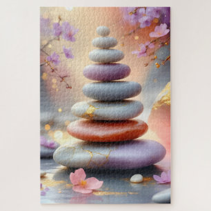 Quebra-cabeça Zen Pedras Espiritais Equilibram Arte Floral