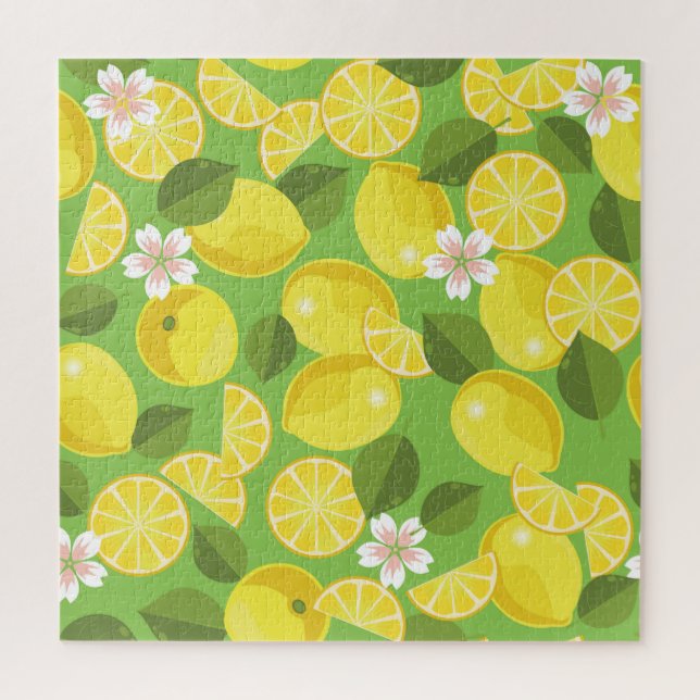 Quebra-cabeça Zesty Lemon: Citrus Pattern Delight (Vertical)