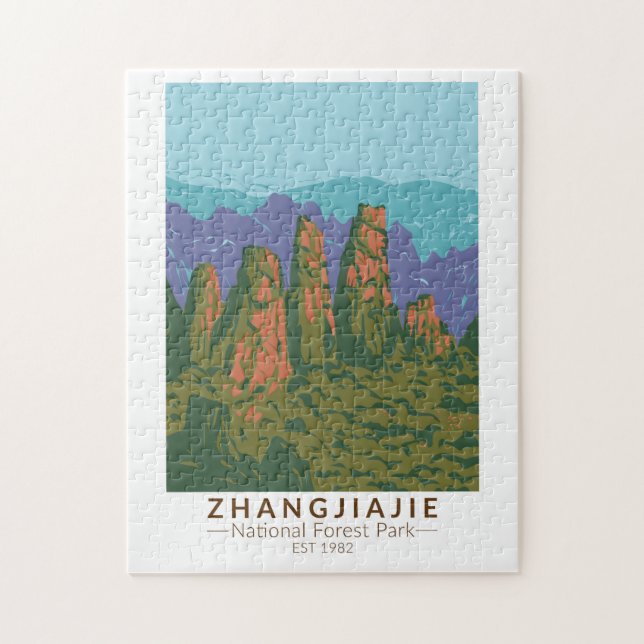 Quebra-cabeça Zhangjiajie Floresta Nacional na China, Retro Viag (Vertical)